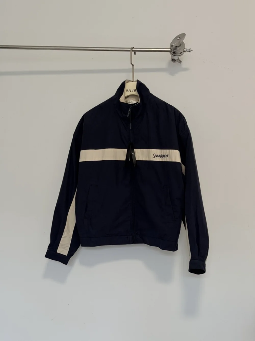 ✨Yves Saint Laurent Navy Color Block Zip Up Track Jacket
